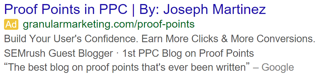 proof points ppc ad