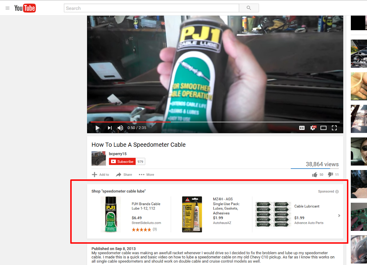 product recognition shopping ads on youtube