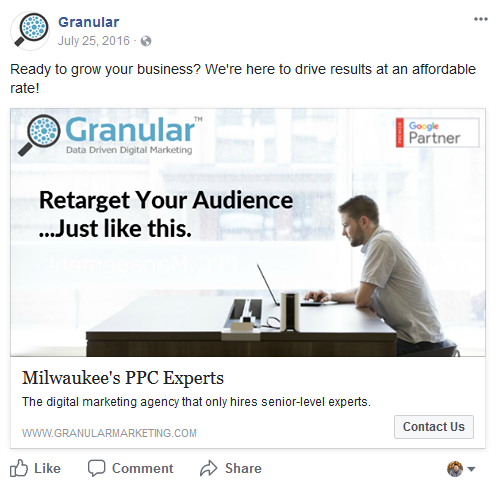 facebook static ad example