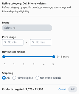 Sponsored Display ads are the only campaigns on Amazon that let you add audience segments. However, you’re not able to customize your audience segments like you can on Google Ads, as the categories are predetermined