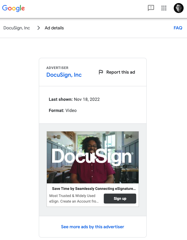 Video ad example for DocuSign