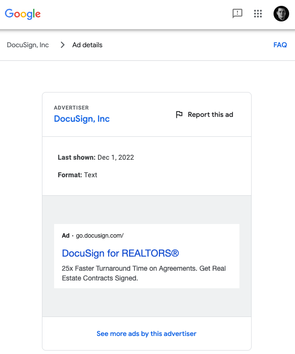 Add for DocuSign for Realtors