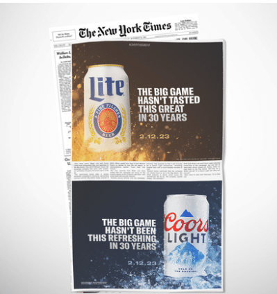 Coors ads leading up to super bowl