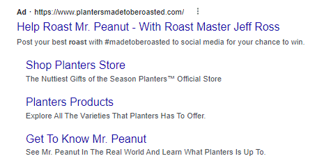 mr peanut search ad