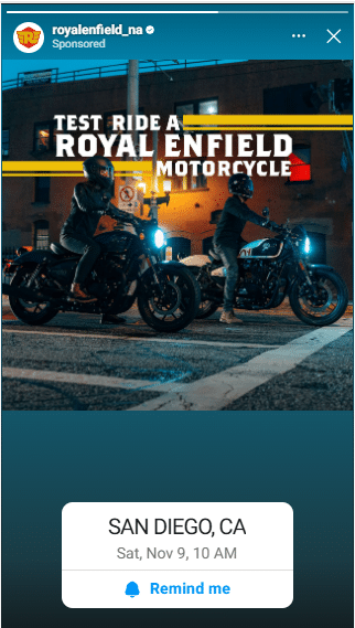 Royal Enfield Reminder Ads Example