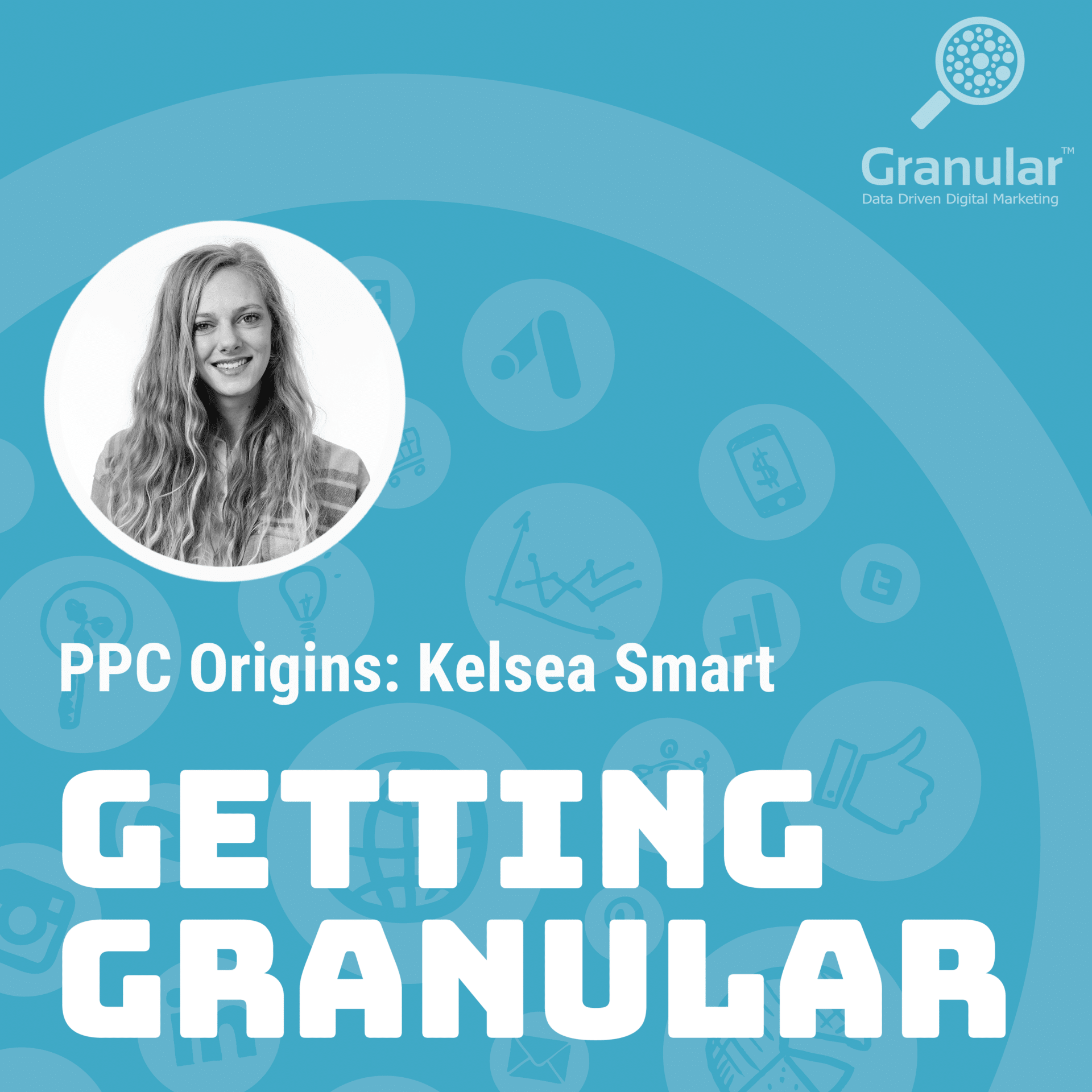 Podcast cover for 'Getting Granular,' featuring bold typography on a clean background with vibrant design elements, reflecting insights into PPC advertising and marketing strategies.